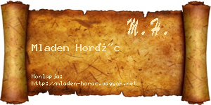 Mladen Horác névjegykártya
